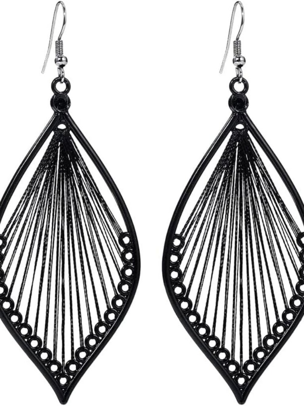 Boho Woven Geometric Earrings Drop Black Jewelry Fashion Silk Earring Dangle for